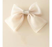 Fermaglio per capelli con fiocco da donna con strass, per feste di compleanno (beige)