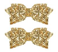 Fermaglio per capelli con fiocco dorato glitterato da 7,6 cm, piccole paillettes scintillanti, fiocco per capelli, per bambini, adolescenti, bambine, capodanno, festa di Natale, decorazione per