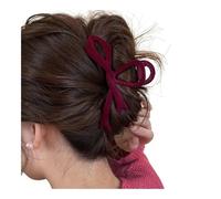 Fermaglio per capelli con fiocco in velluto rosso, per autunno e inverno, da donna, elegante, accessorio per capelli coreano, accessorio per capelli da donna (grigio)