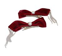 Fermaglio per capelli con fiocco per ragazze, 2 pezzi, clip laterale dolce, fiocco per capelli, strass, nappe, accessori per capelli da donna