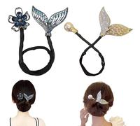 Fermaglio per capelli con fiore con strass, per acconciature chignon, bigodino per capelli pigri, clip per capelli con strass a coda di balena, facile creatore di chignon per chignon, forcine per