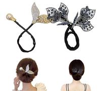 Fermaglio per capelli con fiore con strass, per acconciature chignon, bigodino per capelli pigri, clip per capelli con strass a coda di balena, facile creatore di chignon per chignon, forcine per