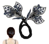 Fermaglio per capelli con fiore con strass, per acconciature chignon, bigodino per capelli pigri, clip per capelli con strass a coda di balena, facile creatore di chignon per chignon, forcine per