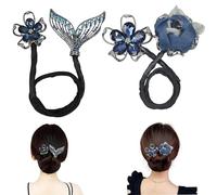 Fermaglio per capelli con fiore con strass, per acconciature chignon, bigodino per capelli pigri, clip per capelli con strass a coda di balena, facile creatore di chignon per chignon, forcine per