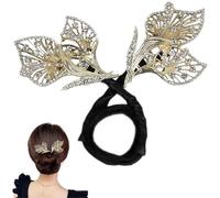 Fermaglio per capelli con fiore con strass, per acconciature chignon, bigodino per capelli pigri, clip per capelli con strass a coda di balena, facile creatore di chignon per chignon, forcine per