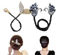 Fermaglio per capelli con fiore con strass, per acconciature chignon, bigodino per capelli pigri, clip per capelli con strass a coda di balena, facile creatore di chignon per chignon, forcine per