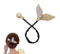 Fermaglio per capelli con fiore con strass, per acconciature chignon, bigodino per capelli pigri, clip per capelli con strass a coda di balena, facile creatore di chignon per chignon, forcine per