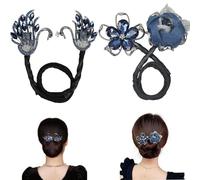 Fermaglio per capelli con fiore con strass, per acconciature chignon, bigodino per capelli pigri, clip per capelli con strass a coda di balena, facile creatore di chignon per chignon, forcine per
