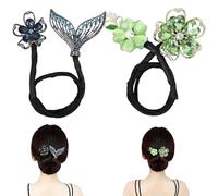 Fermaglio per capelli con fiore con strass, per acconciature chignon, bigodino per capelli pigri, clip per capelli con strass a coda di balena, facile creatore di chignon per chignon, forcine per