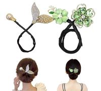 Fermaglio per capelli con fiore con strass, per acconciature chignon, bigodino per capelli pigri, clip per capelli con strass a coda di balena, facile creatore di chignon per chignon, forcine per