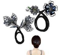 Fermaglio per capelli con fiore con strass, per acconciature chignon, bigodino per capelli pigri, clip per capelli con strass a coda di balena, facile creatore di chignon per chignon, forcine per