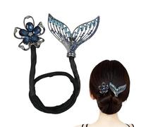 Fermaglio per capelli con fiore con strass, per acconciature chignon, bigodino per capelli pigri, clip per capelli con strass a coda di balena, facile creatore di chignon per chignon, forcine per