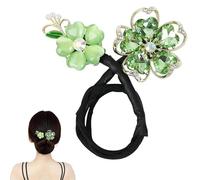 Fermaglio per capelli con fiore con strass, per acconciature chignon, bigodino per capelli pigri, clip per capelli con strass a coda di balena, facile creatore di chignon per chignon, forcine per