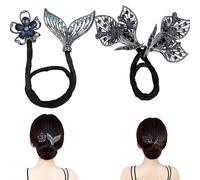 Fermaglio per capelli con fiore con strass, per acconciature chignon, bigodino per capelli pigri, clip per capelli con strass a coda di balena, facile creatore di chignon per chignon, forcine per