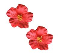 Fermaglio per capelli con fiore hawaiano rosso, 8 cm, per donne e ragazze, accessori per capelli alla moda per ballerine, matrimoni, feste in spiaggia, 2 pezzi