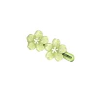 Fermaglio per capelli con fiori di ciliegio trasparente per bambina, con fermaglio in pizzo blu e rosa, fermaglio per capelli da donna a forma di becco d'anatra (verde)