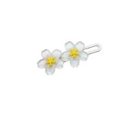 Fermaglio per capelli con fiori di ciliegio trasparente per bambina, con fermaglio in pizzo blu e rosa, fermaglio per capelli a forma di becco d'anatra a forma di fiore (bianco)