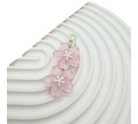 Fermaglio per capelli con fiori di ciliegio trasparente per bambina, con fermaglio in pizzo blu e rosa, fermaglio per capelli da donna a forma di becco d'anatra (rosa)