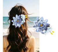 Fermaglio per capelli con fiori hawaiani artificiali, in tessuto tropicale, per matrimonio