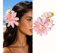 Fermaglio per capelli con fiori hawaiani artificiali, in tessuto tropicale, per matrimonio