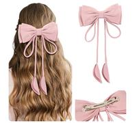 Fermaglio per capelli con grande fiocco per ragazze, coda di fiocco in raso setoso, clip grandi per donne, clip in metallo, 1 pezzo rosa