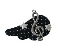 Fermaglio per capelli con note musicali, colore nero | Strati punteggiati, stella, look quotidiani, dichiarazione pronta per le foto