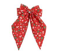 Fermaglio per capelli con omino di pan di zenzero natalizio, fermaglio per capelli con albero di Natale e pupazzo di neve, accessorio per capelli con fiocco francese da bambina (rosso)