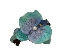 Fermaglio per capelli con orchidea e perle Phalaenopsis fiore forcina per capelli in tessuto dolce clip per capelli con perle stile bohémien floreale