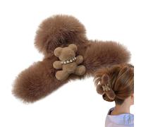 Fermaglio per capelli con orsetto di peluche - 5 pollici extra grande fermaglio per capelli riutilizzabile, comodo e sicuro manico per capelli | Adorabile accessorio per capelli per amici pelosi