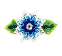 Fermaglio per capelli con perline, stile nativo americano, collezione fatta a mano, colore: turchese e bianco