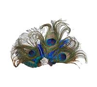 Fermaglio per capelli con piume di pavone, accessorio per travestimenti, verde, 16 x 18 cm