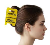 Fermaglio per capelli con scritta "Overstimulated Caution Sign", divertenti fermagli per capelli da donna (1 pezzo)