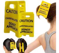 Fermaglio per capelli con segno di attenzione sovrastimolato, divertente, giallo, con slogan "Hold On I'm Over Stimulated", presa forte per capelli spessi/sottili, regalo audace per colleghi e amici