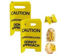 Fermaglio per capelli con simbolo di pericolo “Overstimulated”, divertente fermaglio giallo con simbolo di pericolo, fermaglio per capelli con simbolo di pericolo “Setting Boundaries” per donne (2PCS)