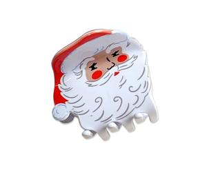 Fermaglio per capelli con tema Babbo Natale | Forcina per capelli con design a dente in PVC per aggiornamenti natalizi, feste festive e momenti organizzazione