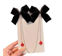 Fermaglio per capelli da bambina con doppio fiocco lungo perle nappe fermagli per capelli forcina laterale per bambini da indossare tutti i giorni