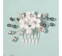 Fermaglio per capelli da donna a forma di fiore, con perle e strass, per feste nuziali, copricapo da sposa A