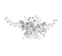 Fermaglio per capelli da donna a forma di fiore, con perle e strass, per matrimoni, feste, copricapo da sposa B