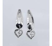 Fermaglio per capelli da donna a forma di stella e croce, per capelli spessi e sottili, cuore e stella, in argento, squisite forcine per capelli a forma di cuore da donna
