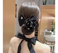 Fermaglio per capelli da donna, con fiore e fiocco, grazioso accessorio per chignon, vivace fermaglio a mezzo pettine per trecce, coda di cavallo, da indossare tutti i giorni, feste, giochi di ruolo