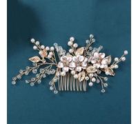 Fermaglio per capelli da donna, con fiore e perle, diademi da sposa, accessorio per matrimonio, stile 23