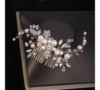 Fermaglio per capelli da donna con perle e strass, accessorio per capelli a forma di D