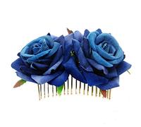 Fermaglio per capelli da donna con rose, accessorio per capelli da sposa, con fiore, colore: blu