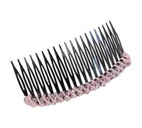 Fermaglio per capelli da donna, con strass, per decorare chignon, colore rosa