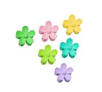 Fermaglio per capelli da donna, in plastica, per uso quotidiano, a forma di fiore, antiscivolo, multicolore, per coda di cavallo, 6 pezzi