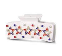 Fermaglio per capelli da donna, motivo 4 luglio, con bandiera americana, stella, colore rosso, bianco e blu, accessori per il 4 luglio, bomboniere, regali (modello E)