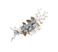 Fermaglio per capelli da sposa, con fiori e strass e perle finte, elegante accessorio per capelli per damigelle d'onore