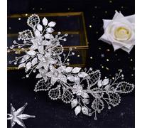 Fermaglio per capelli da sposa laterale, tiara da sposa, forcine per capelli fatte a mano con strass in lega di fiori Hp282-S