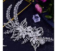 Fermaglio per capelli da sposa laterale, tiara da sposa, forcine per capelli fatte a mano con strass in lega di fiori Hp254-S