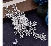 Fermaglio per capelli da sposa laterale, tiara da sposa, forcine per capelli fatte a mano con strass in lega di fiori Hp277-S